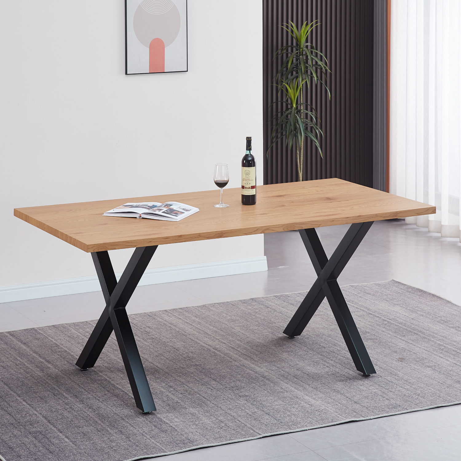 Mesa industrial Madera y Metal Cross 180x90