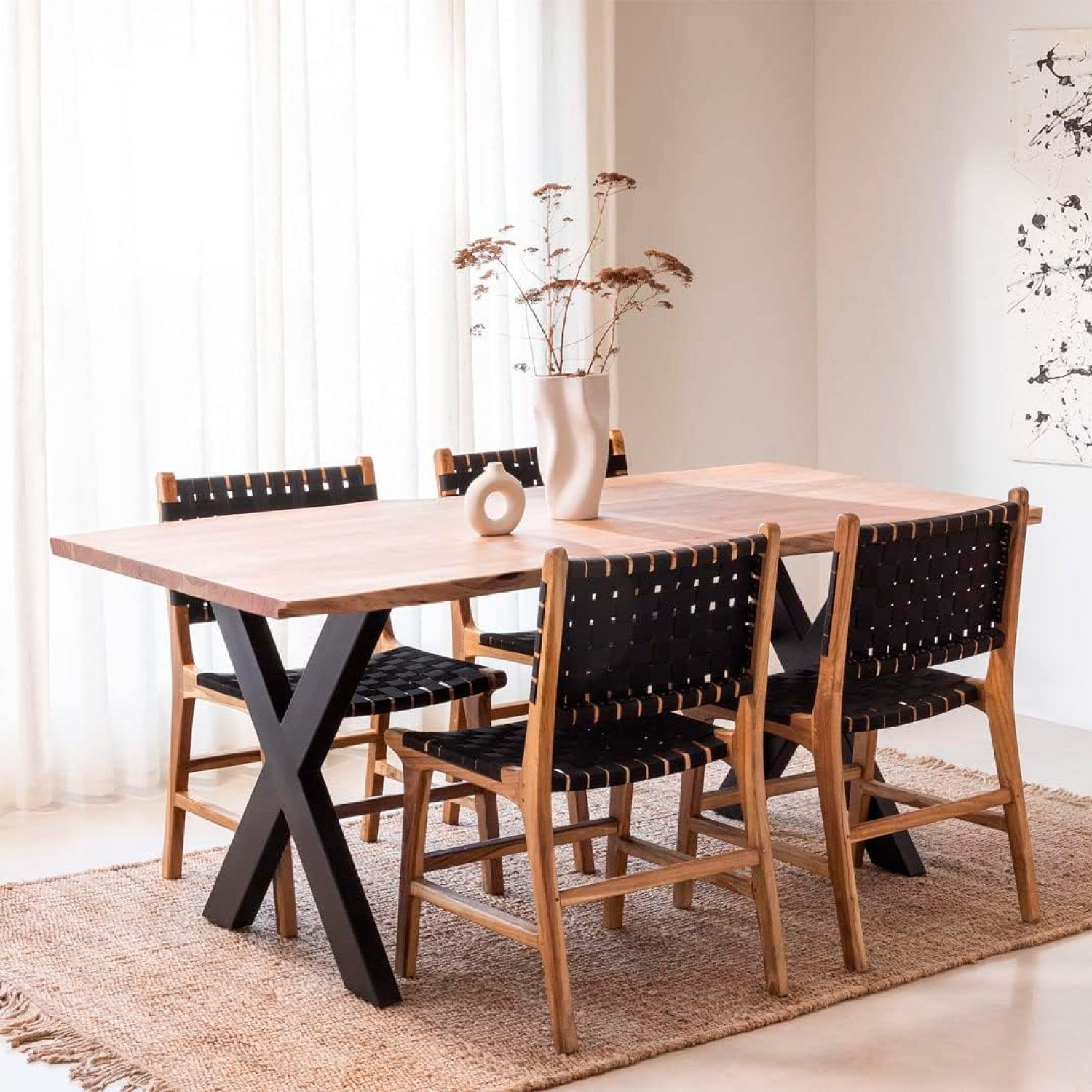 Mesa industrial Madera y Metal Cross 180x90